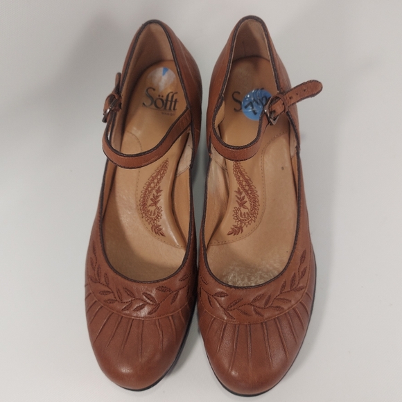 Sofft Light Brown Mary Jane Low Heel Shoes Ankle Strap, 7.5 - Picture 3 of 11